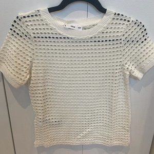 Mango Openwork cotton-blend T-shirt